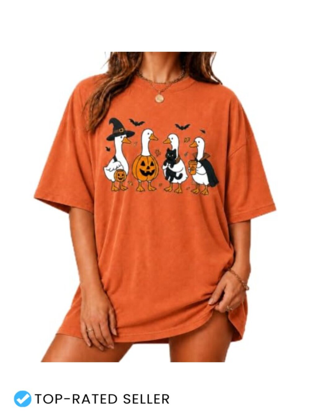 Halloween Graphic Tee Oversized Pumpkin Ghost Spooky T-Shirt Fall Pullover